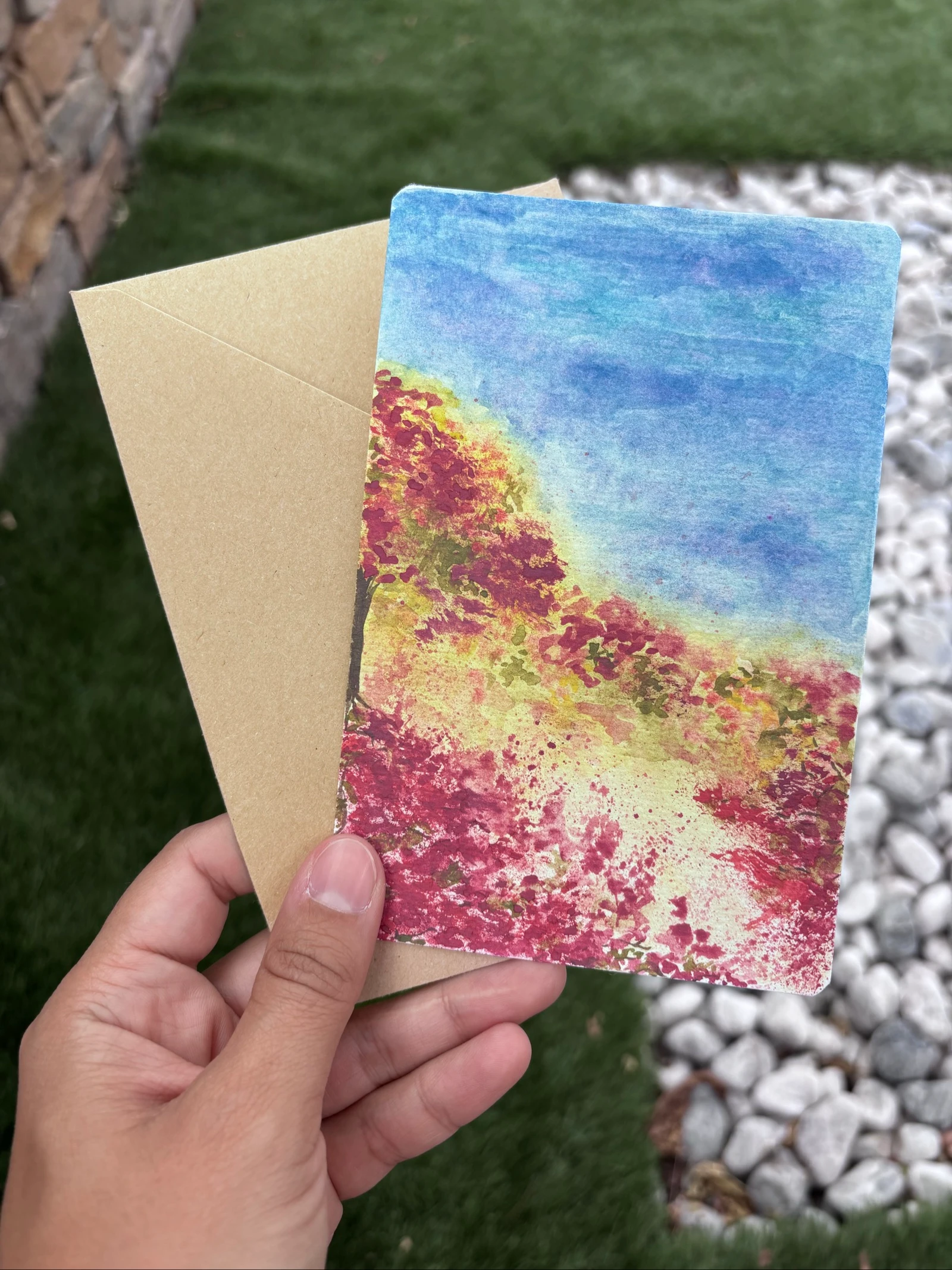 Paysage aquarelle carte peinture 